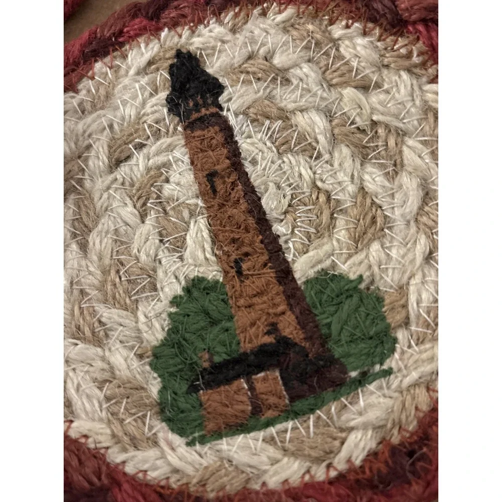 Lighthouse Braided Jute‎ 5 Inch Coasters Natural Jute Set of 4